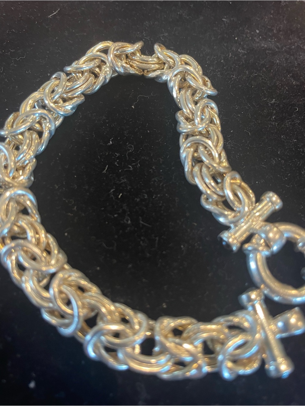 Sterling Silver Byzantine Toggle Bracelet - Silver - Picture 3 of 5